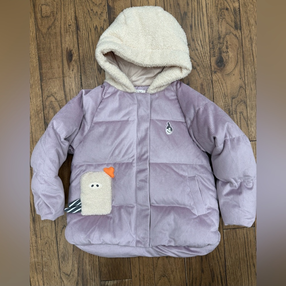 Animama Purple Hooded Jacket with Cute Pocket Design